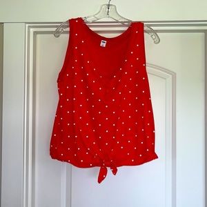 Cute tie front sleeveless top